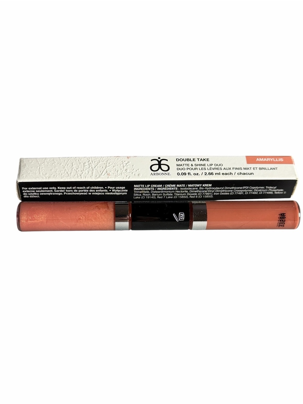 Arbonne Double Take Matte & Shine Lip Duo in Amaryllis (Peachy Coral) BNIB